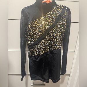 Black Sequin Long Sleeve dance costume